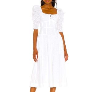 For Love and Lemons 🍋 Jean Eyelet Corset Midi Dress
